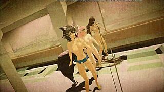 Oh no, marine and the diamonds dancing naked with rabbit toy