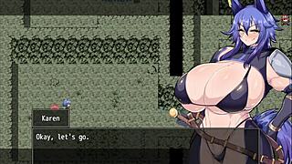 adventurer karen is cursed to always be horny, exploring her big tits and ass in hentai part 1