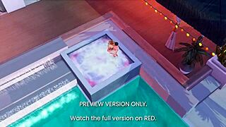 Hot tub scene in a 3D adult animated movie called Naughty Machinima