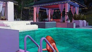 Hot tub scene in a 3D adult animated movie called Naughty Machinima