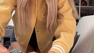 Amelie dubon gives explosive handjob to her friend with cumshot!