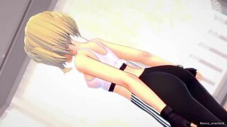 Spider Gwen, sweaty from workout, craves to relax by licking a cock in adult version