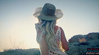 petite blonde poses amazing ass outdoor!