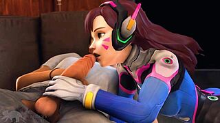 d va and her fuckbuddies engage in wild ass play and blowjobs in this cartoon