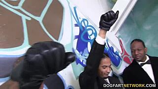 Kagney's interracial gangbang with big black cocks