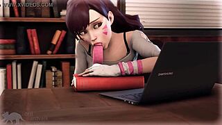d va and her fuckbuddies engage in wild ass play and blowjobs in this cartoon