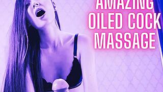 Lisa Takami Gives Oiled Handjob To Monster Cock