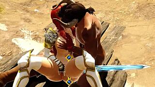 3D cartoon of warrior princess getting fucked by minotaur