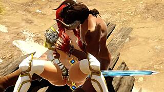 3D cartoon of warrior princess getting fucked by minotaur
