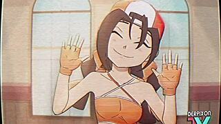 Animated porn with Eri-chan doing exercises at home