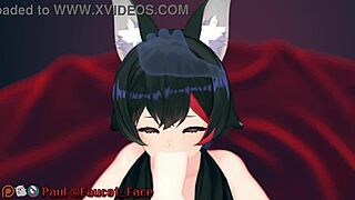 3D animated Japanese porn: White girl sucks my cock