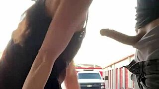 Skinny teen gets pounded in public storage unit encounter