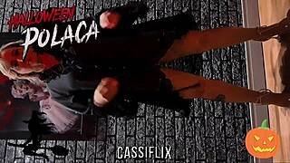 Essa bruxinha safada seduced with lingerie for hard doggystyle at Halloween. Watch full on Cassiflix for cum!