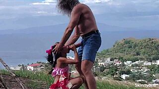 Wow! Biggest cock meets smallest pussy in wild public ocean and mountain sex!