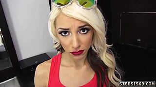 College teen squirts hard as suspended step sis in POV action. Blonde babe shocks with intense release.