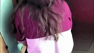 Watch the neighbor fuck this hot Mexican schoolgirl secretly? He records her getting approached from behind while folding clothes and filled with cum.