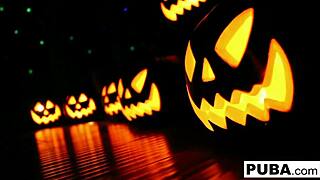 Yo, two hot blondes sharing a wild Halloween scare