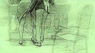 vintage erotic drawings come to life in retro anime style