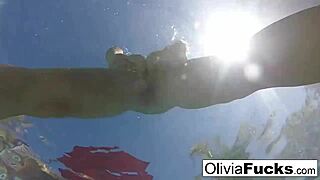 olivia has some summer fun in the pool