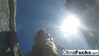 olivia has some summer fun in the pool