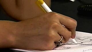 brunette office milf rocks sexy stockings for a bang