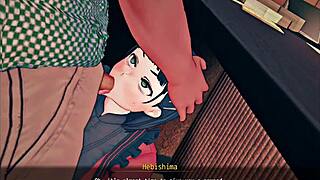 Sister Giving Blowjob Under Counter at Work in Hentai