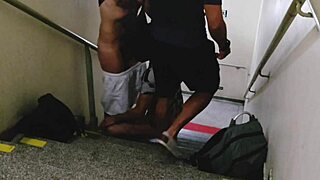 Found two guys banging on mall stairs and joined in