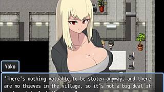 Holy cow! Nympho blonde with big tits gets off in public village scene, part 3!