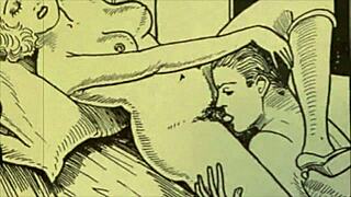 Vintage erotic drawings showcase seductive antique charm in explicit detail
