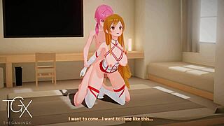 hey, wanna play? asuna’s getting wild in this futanari hentai game