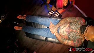 Does Evilyn ink fuck Sascha hard after his tattoo?