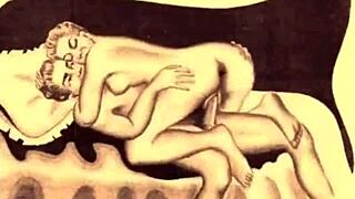 vintage erotic animation unfolds a retro sensual tale
