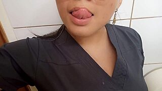 Latina Nurse Stepmom Films Porno in Clinic Bathroom, Then Fucks Patient at Home.