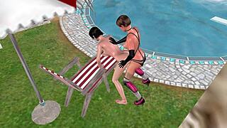 wow, cute lesbian girl fucking another from behind!