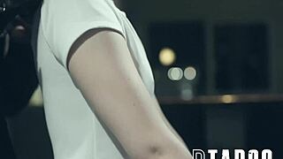 Aria Lee Swallows Cum After Deepthroat in Dark Model Citizen Scene