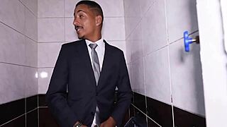 gay pornstar fucks amateur employee in the bathroom