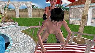 wow, cute lesbian girl fucking another from behind!