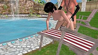 wow, cute lesbian girl fucking another from behind!