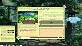 Summer Clover boldly cums twice on cute brunette face in harem game.