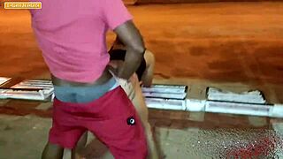 Guy can’t pay motel, bangs two chicks in public square after party