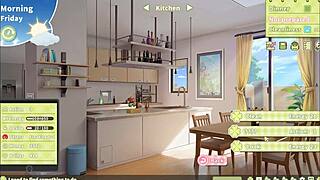 Summer Clover boldly cums twice on cute brunette face in harem game.