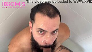 bearded guy gets spit on by handsome man