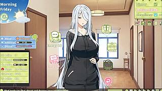 Summer Clover boldly cums twice on cute brunette face in harem game.