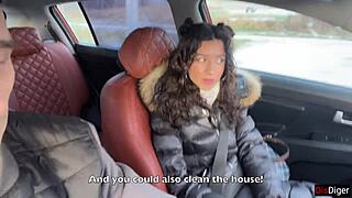 risky public sex in car with skinny teen fingering and huge cumwalk in metro