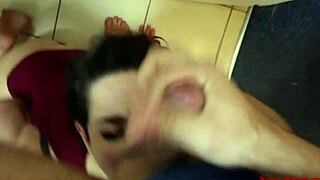 Horny neighbor devours my cock with wild passion