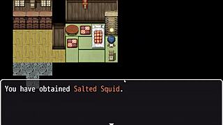 Tanned girl Natsuki in hentai game ep 3 strips for naked bath. Feels amazing after chatting with perverted villagers.