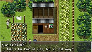 Tanned girl Natsuki in hentai game ep 3 strips for naked bath. Feels amazing after chatting with perverted villagers.
