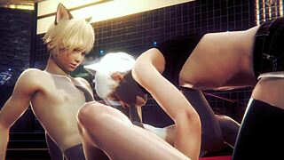 Oh my gosh, Yaoi femboy Alan gives an insane handjob and blowjob in anime style!