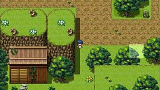 Tanned girl Natsuki in hentai game ep 3 strips for naked bath. Feels amazing after chatting with perverted villagers.