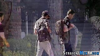 Can straight twinks resist cumming in outdoor action?